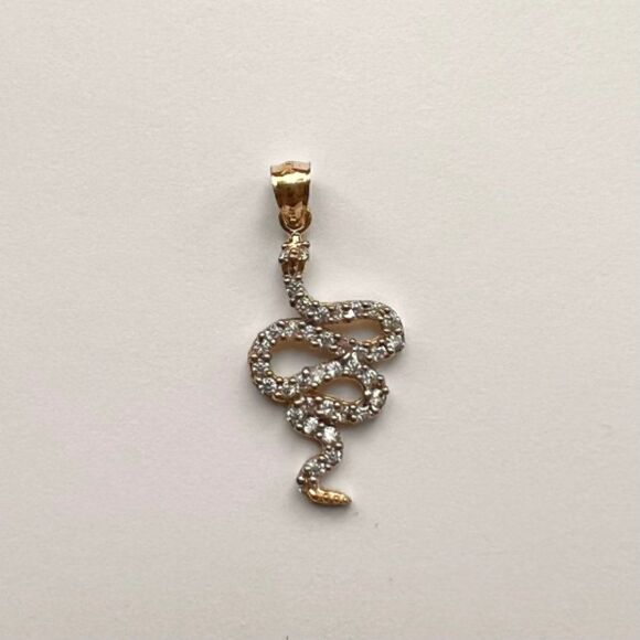 14k Real Yellow Gold Snake Charm Pendant | Streetwear Snake Pendant Snak… - Picture 1 of 8